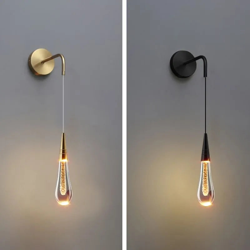 Black And Gold Water Drop Wall Light With Three Colour Settings