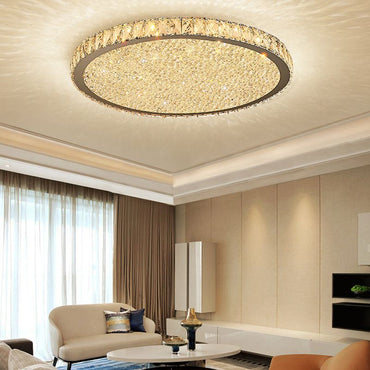 Gold Or Silver Finish Crystal Ceiling Light With Octagonal Jewel