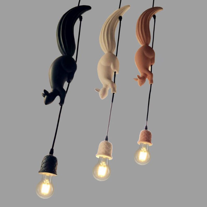 Resin Squirrel Pinecone Pendant Light For Dining Ambiance