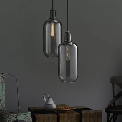 Pendant Light With Marble Glass Finish Cylinder