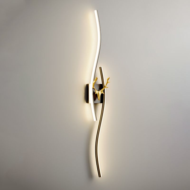 Black Gold Modern Dimmable LED Metal Linear Wall Light