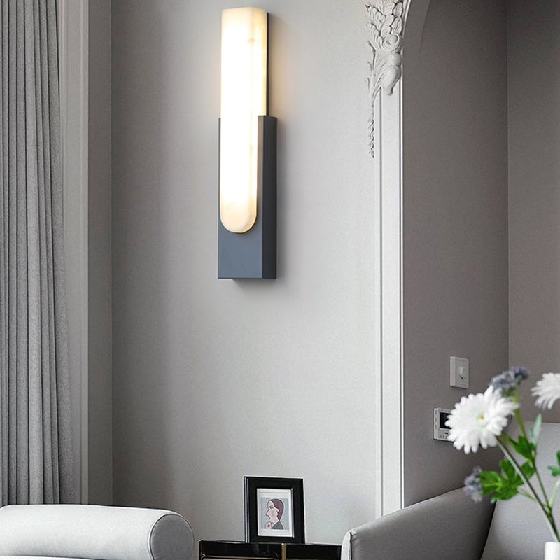 Triple Colour Temperatures Rectangular Stone And Metal Wall Lamp