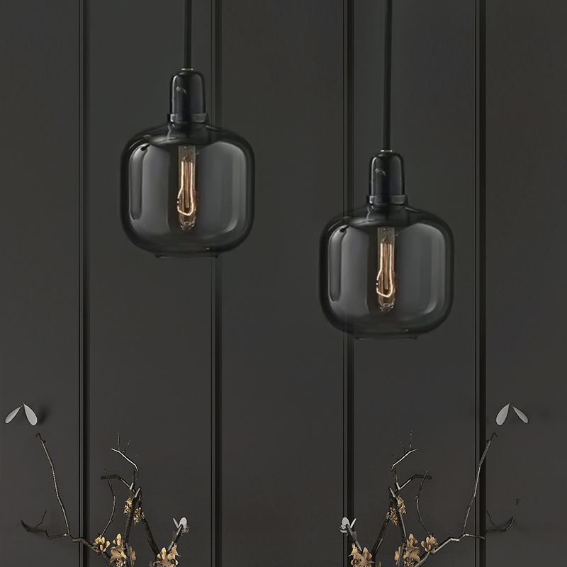 Pendant Light With Marble Glass Finish Cylinder