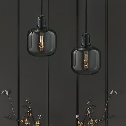 Pendant Light With Marble Glass Finish Cylinder