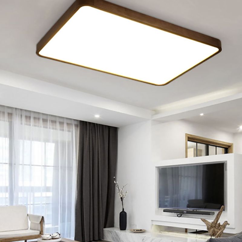 LED Flush Mount Geometric Modern Walnut Ceiling Light