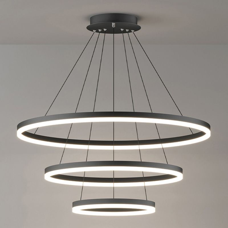 Pendant Light For Elegant Ambience Three Ring Black