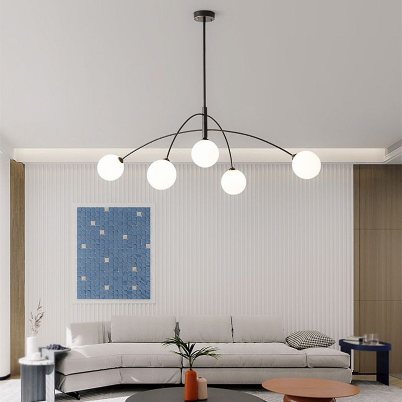 Metal And Glass Durable Globe Pendant Light