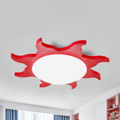 Multicoloured Ceiling Light Sunburst Round Flush Mount For Bedroom