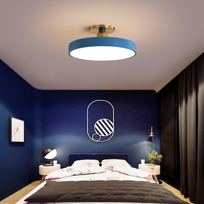 Black White Gold Dusty Blue Slim Round Flush Mount Ceiling Light