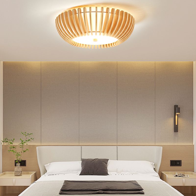 Round LED Ceiling Light in Aurora Wood and Acrylic
