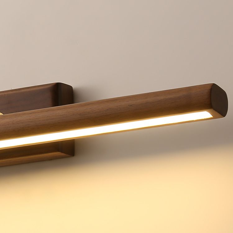 Rotating Mirror With Wooden Vanity Wall Lamp