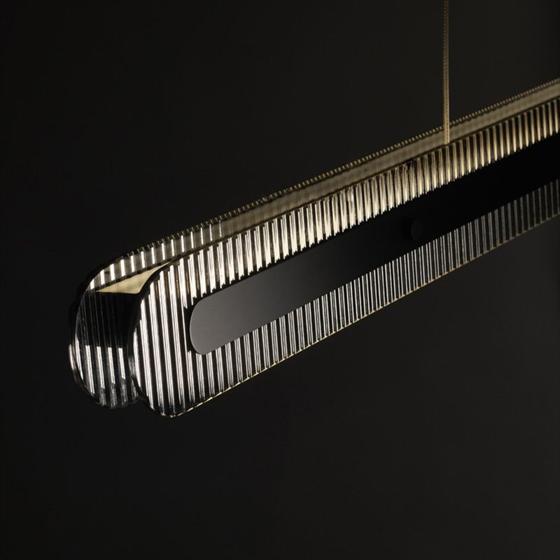 Minimalist Living Room Black Metal Linear Pendant Light