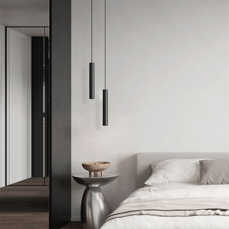Modern Homes Sleek Black Cylinder Pendant Lamp