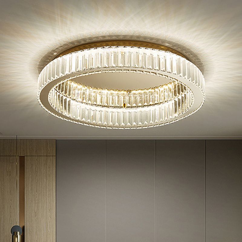Gold Flush Mount Ceiling Light Aurora Circular Crystal Art Deco