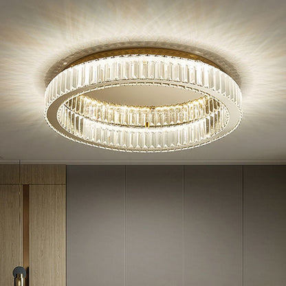 Gold Flush Mount Ceiling Light Aurora Circular Crystal Art Deco