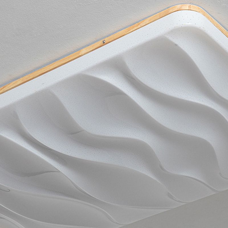Wood Base Geometric LED Flush Mount Ceiling Light