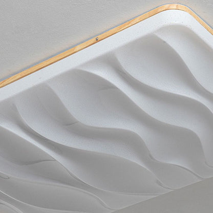Wood Base Geometric LED Flush Mount Ceiling Light