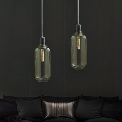 Pendant Light With Marble Glass Finish Cylinder