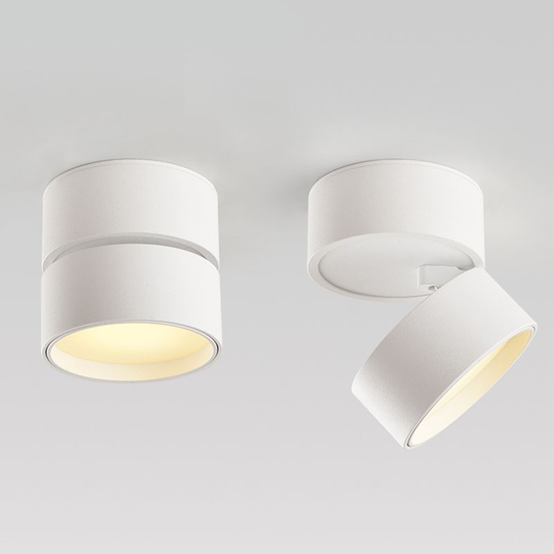 Black And White Cylindrical Flush Mount Ceiling Light For Hallway