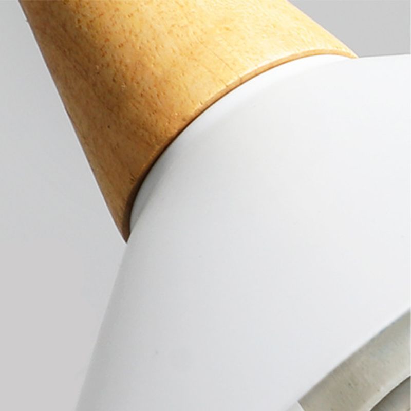 Metal Pendant Light With Natural Wood Finish And Cap-Shaped Design