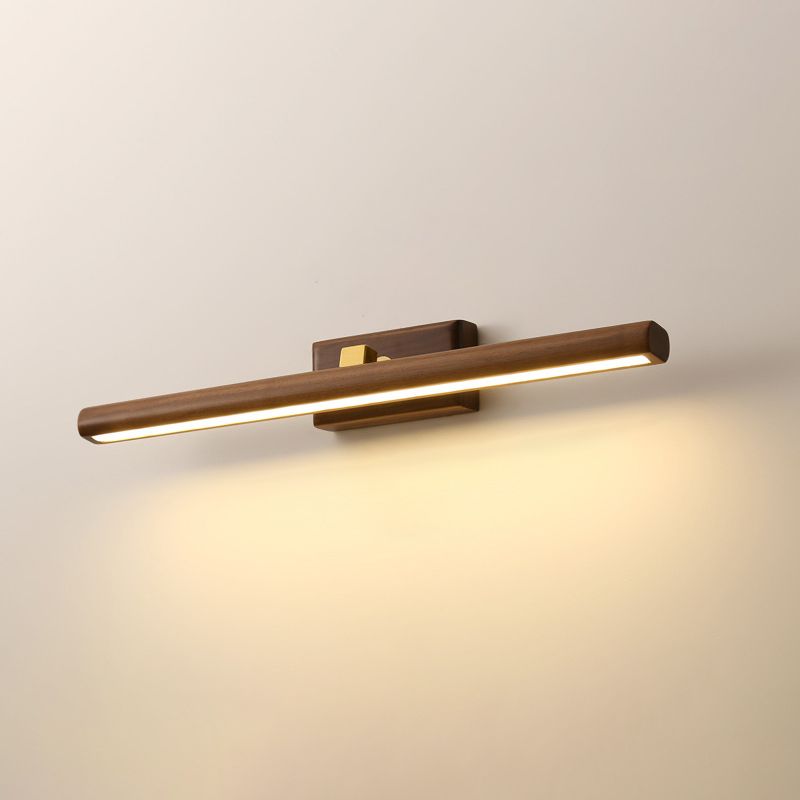 Rotating Mirror With Wooden Vanity Wall Lamp