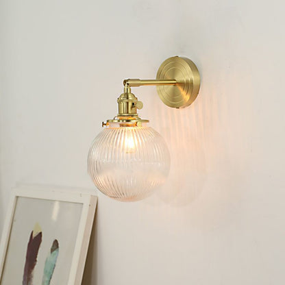 Glass Globe Gold Floral Vanity Wall Light For Bedroom
