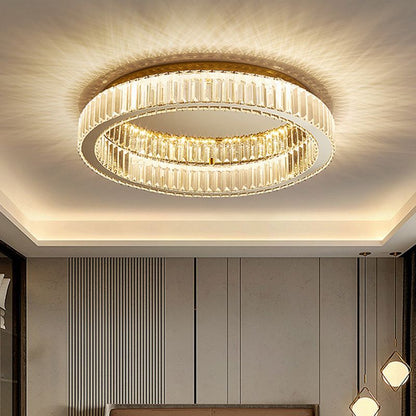 Gold Flush Mount Ceiling Light Aurora Circular Crystal Art Deco