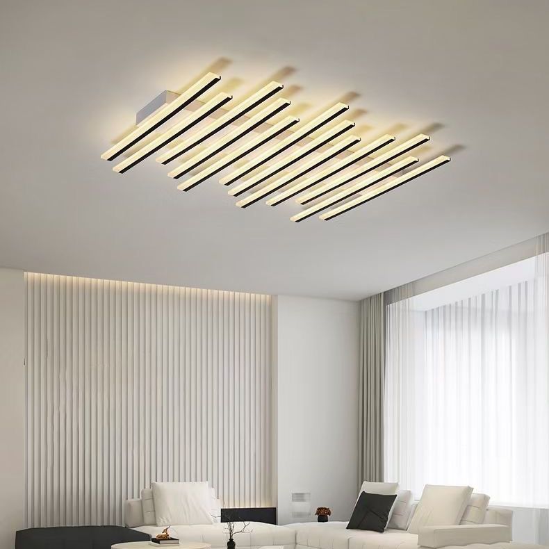 Black Modern Linear Wave Flush Mount Ceiling Light Arisha