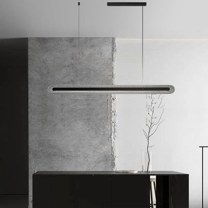 Minimalist Living Room Black Metal Linear Pendant Light