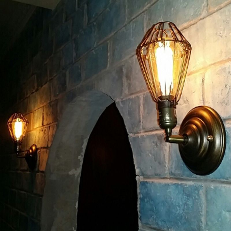 Rustic Black Finished Metal Industrial Wall Lantern Light
