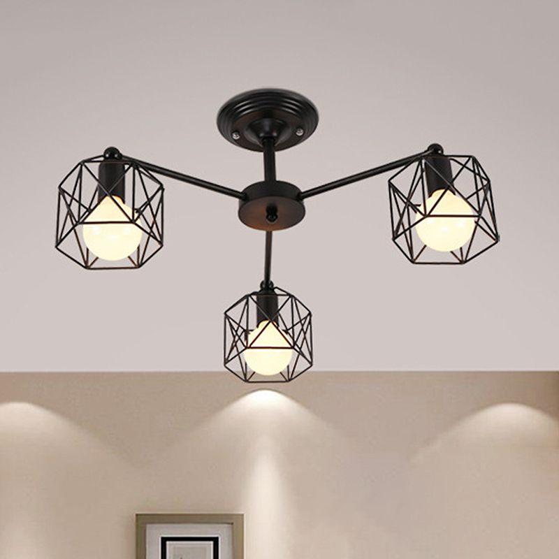 Ceiling Light Semi-Flush Black Onyx For Bedroom And Living Room