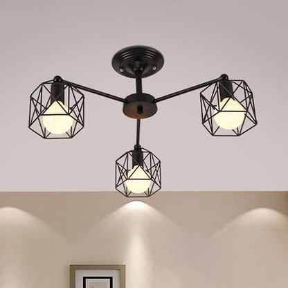 Ceiling Light Semi-Flush Black Onyx For Bedroom And Living Room