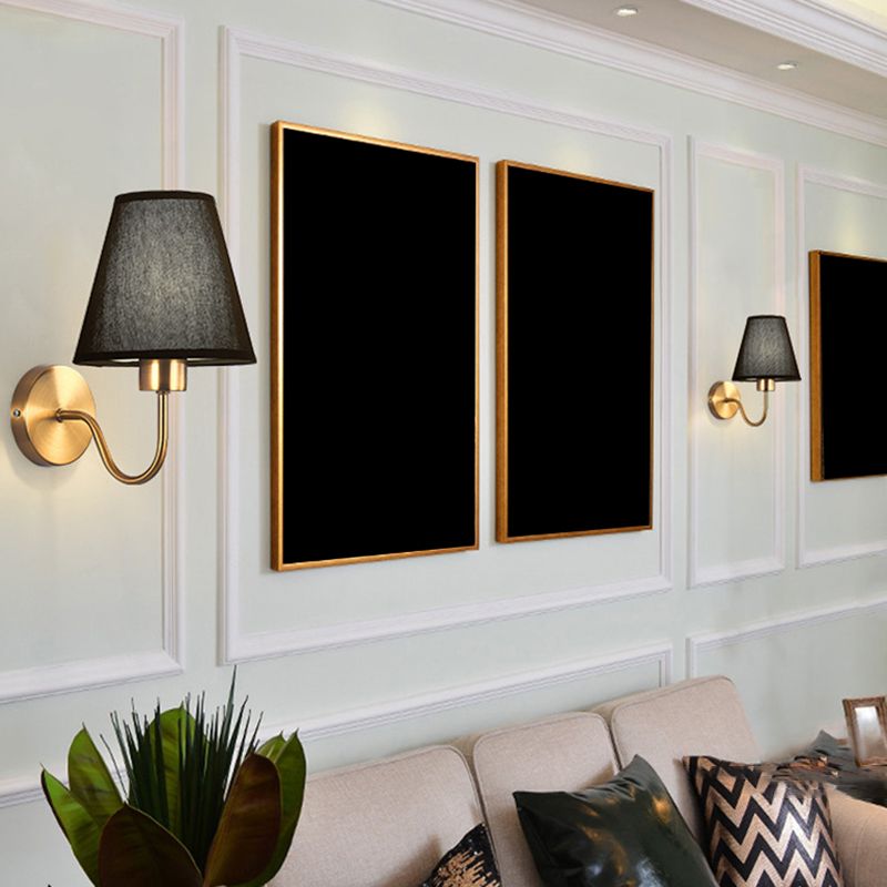 Galvanised Metal Frame Nordic Fabric Vanity Wall Lamp