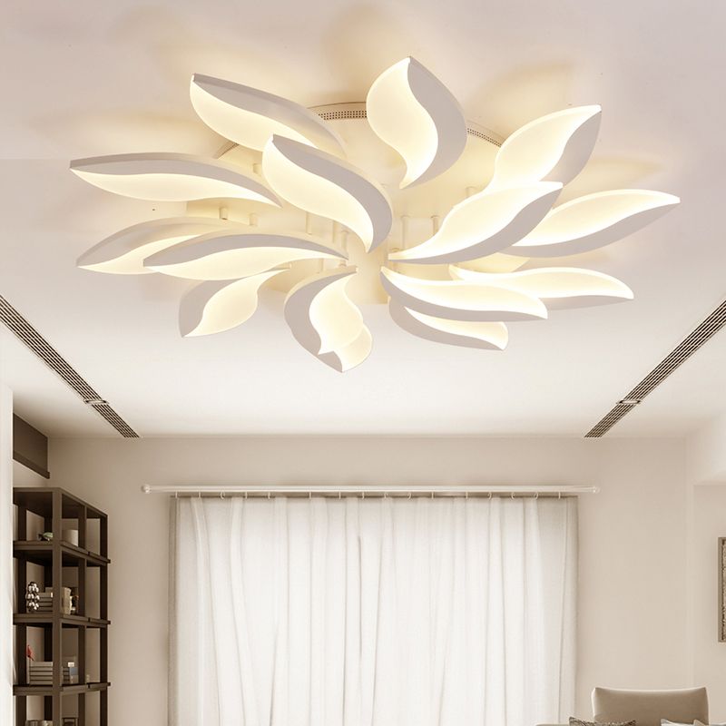 Living Room Ceiling Light Mount Flush Acrylic Deco Art Floral White