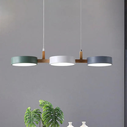 Circular LED Three-Head Pendant Light for Living Rooms