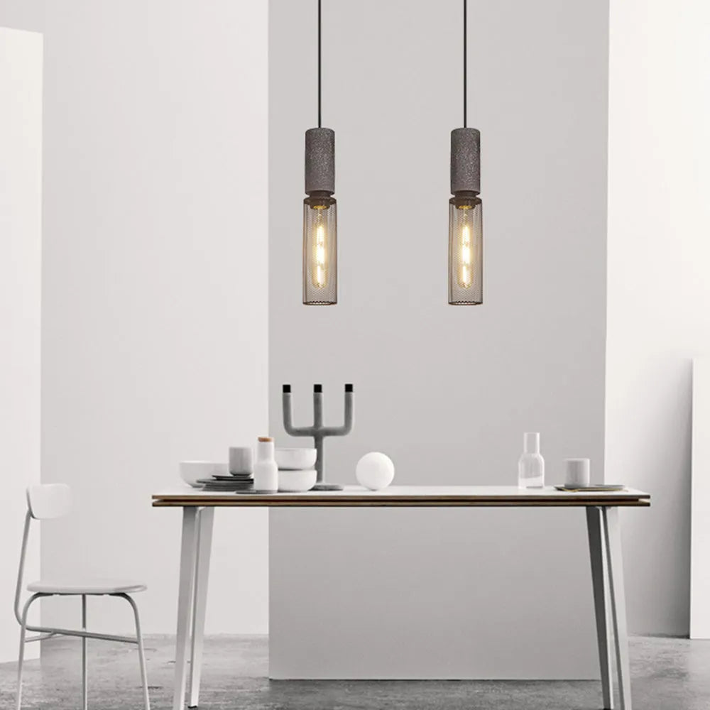 Concrete Top Industrial Cylindrical Pendant Light