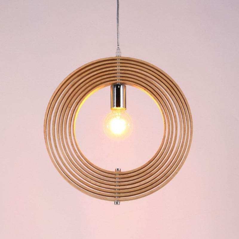 Wood and Metal Finish Japanese LED Pendant Light