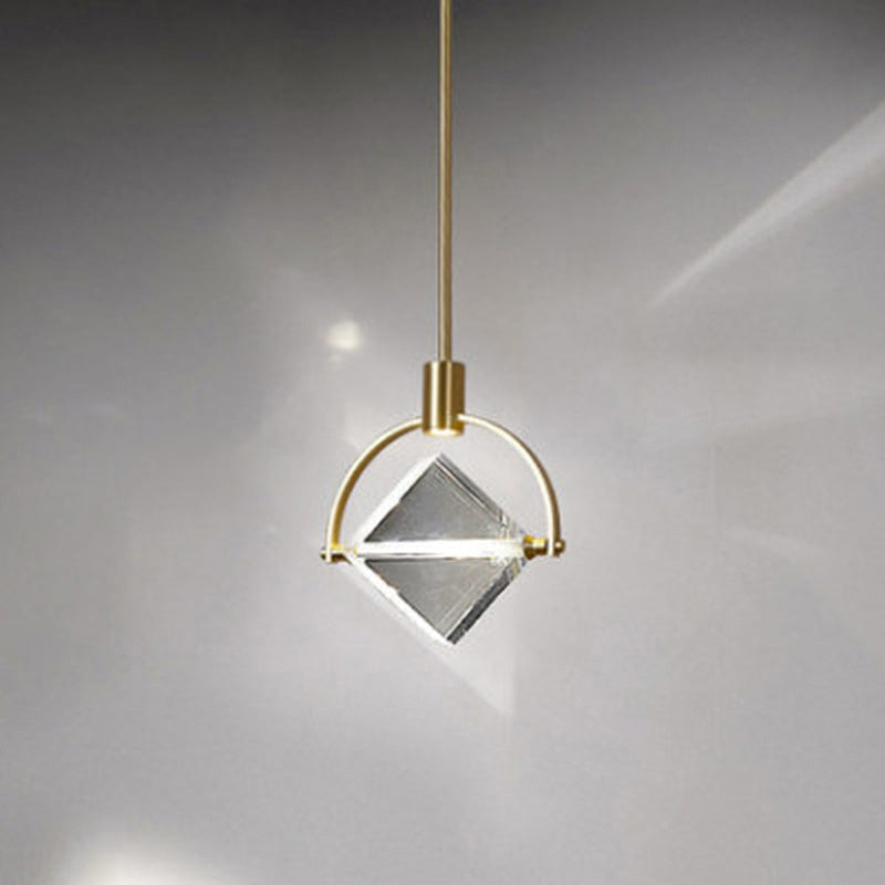Gold Finish Geometric Crystal Pendant Light