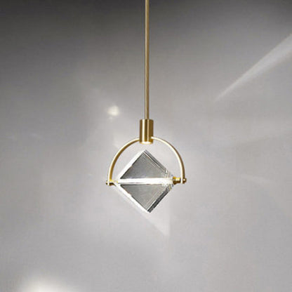Gold Finish Geometric Crystal Pendant Light