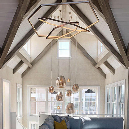 Gold Finish Geometric Metal Pendant Light
