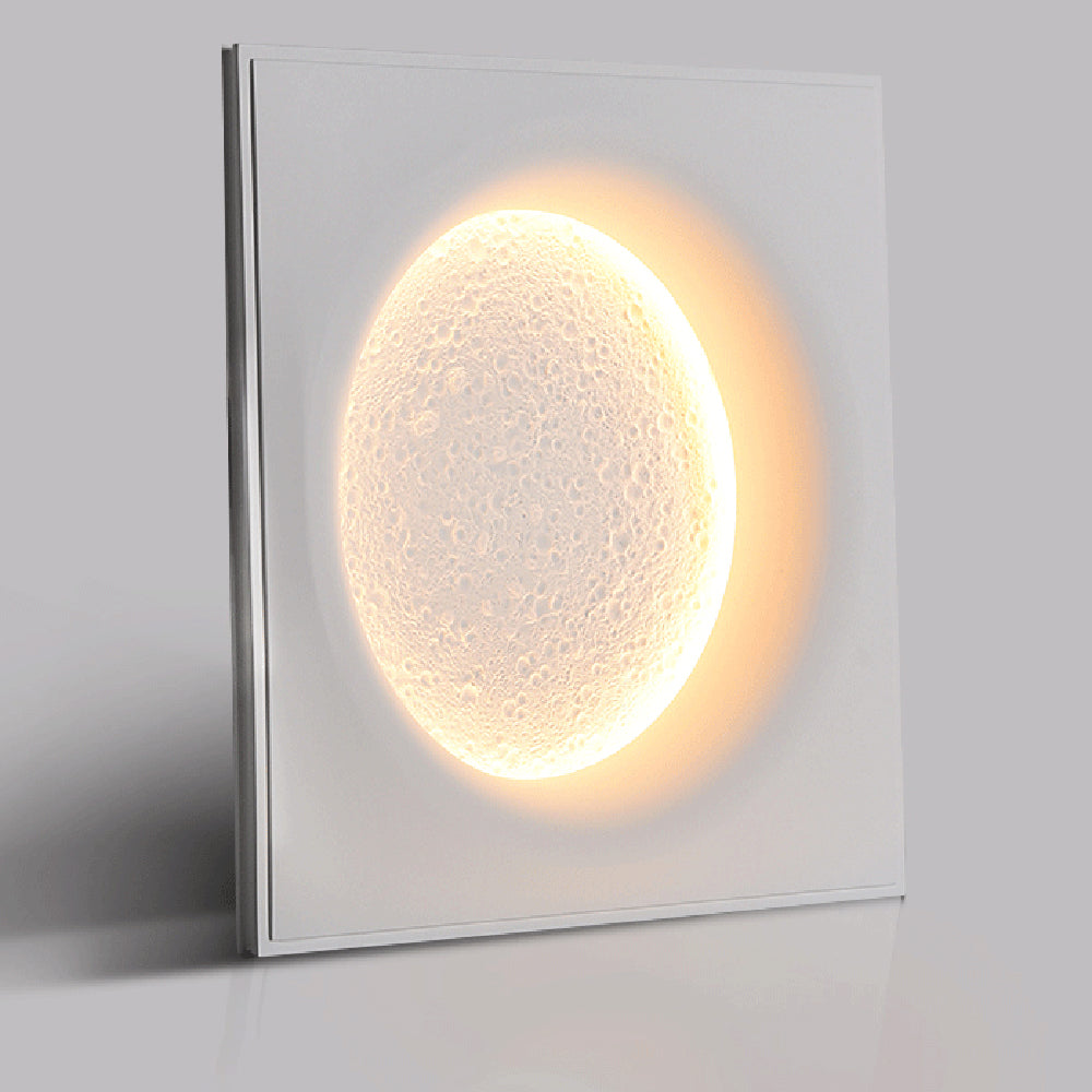 White Metal And Gypsum Moonlit Wall Light