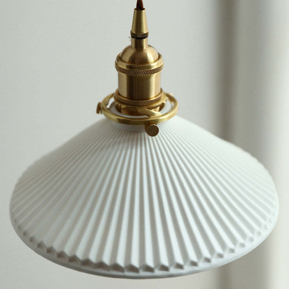 Walnut And Ceramic Vintage Dome Wall Lamp