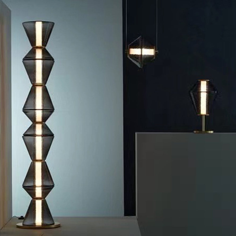 Design Nordique Verre Noir Lampe Pendante et Lampadaire LED