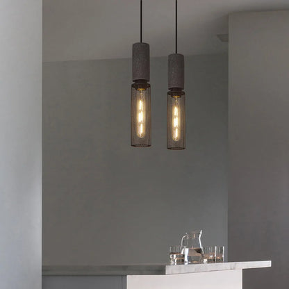 Concrete Top Industrial Cylindrical Pendant Light