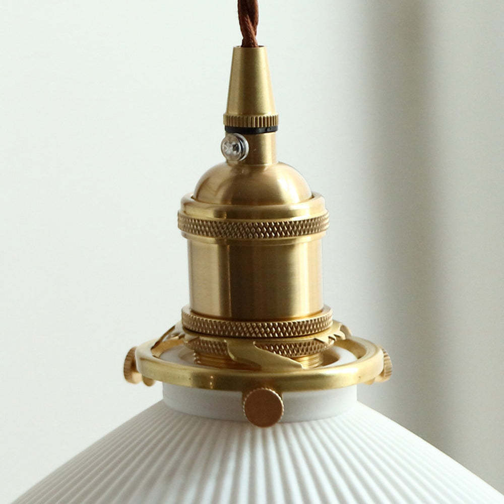 Walnut And Ceramic Vintage Dome Wall Lamp
