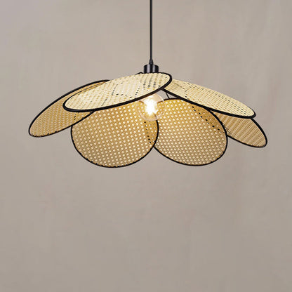 Natural Durable Pendant Light With Rattan Willow Weave