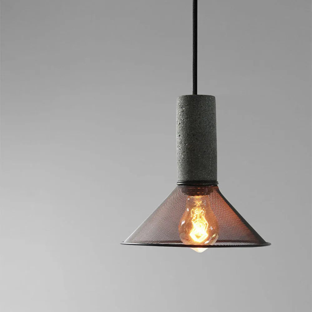 Concrete Top Industrial Cylindrical Pendant Light