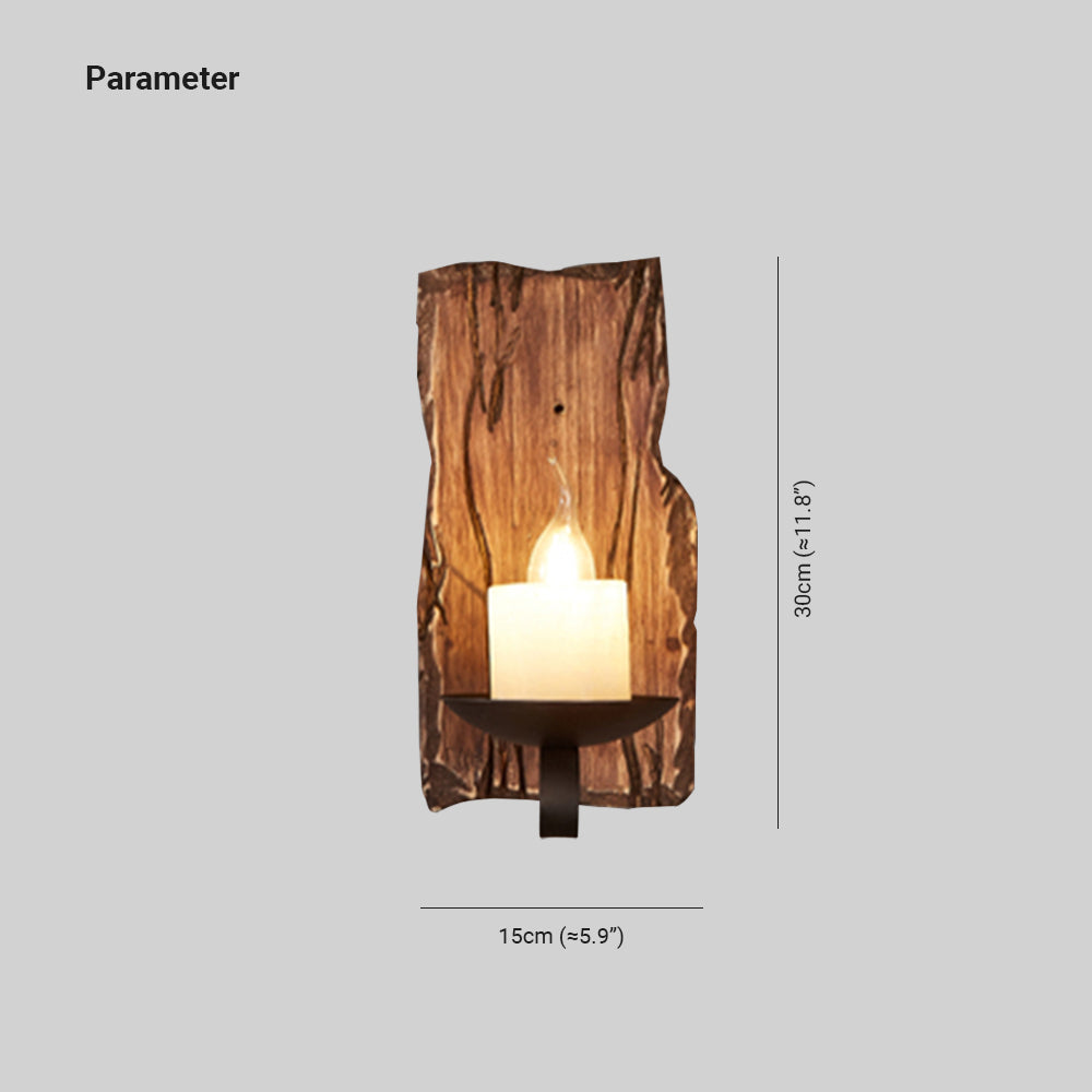 Vintage Metal And Wood Rectangular Dimmable Wall Lamp