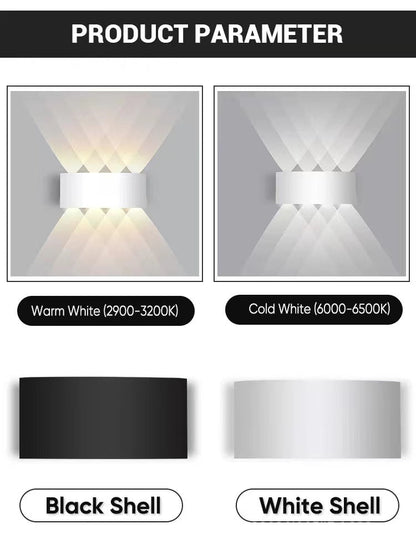 Metal Black And White Waterwave Finish Rectangular Outdoor Wall Light