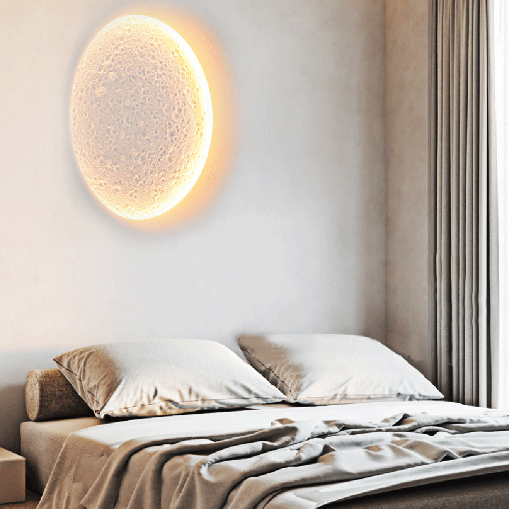 White Metal And Gypsum Moonlit Wall Light